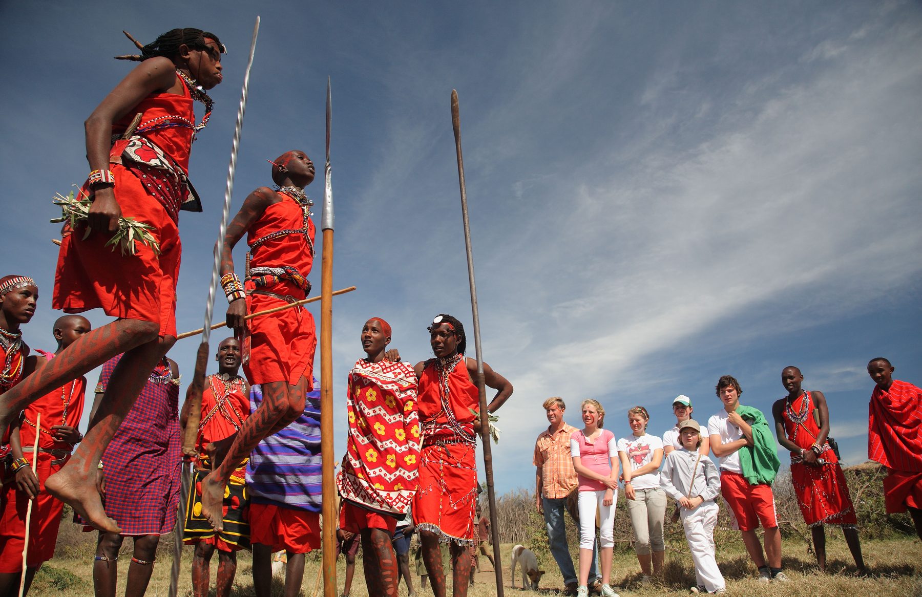 Maasai warriors performing the traditional jumping dance